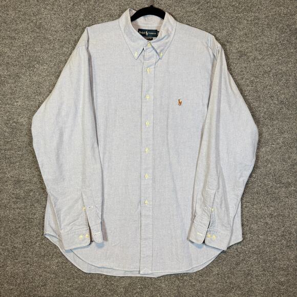 Ralph Lauren Shirt Mens 17.5 Blue Denim Chambray Button Up Pony Classic Fit - Picture 1 of 10